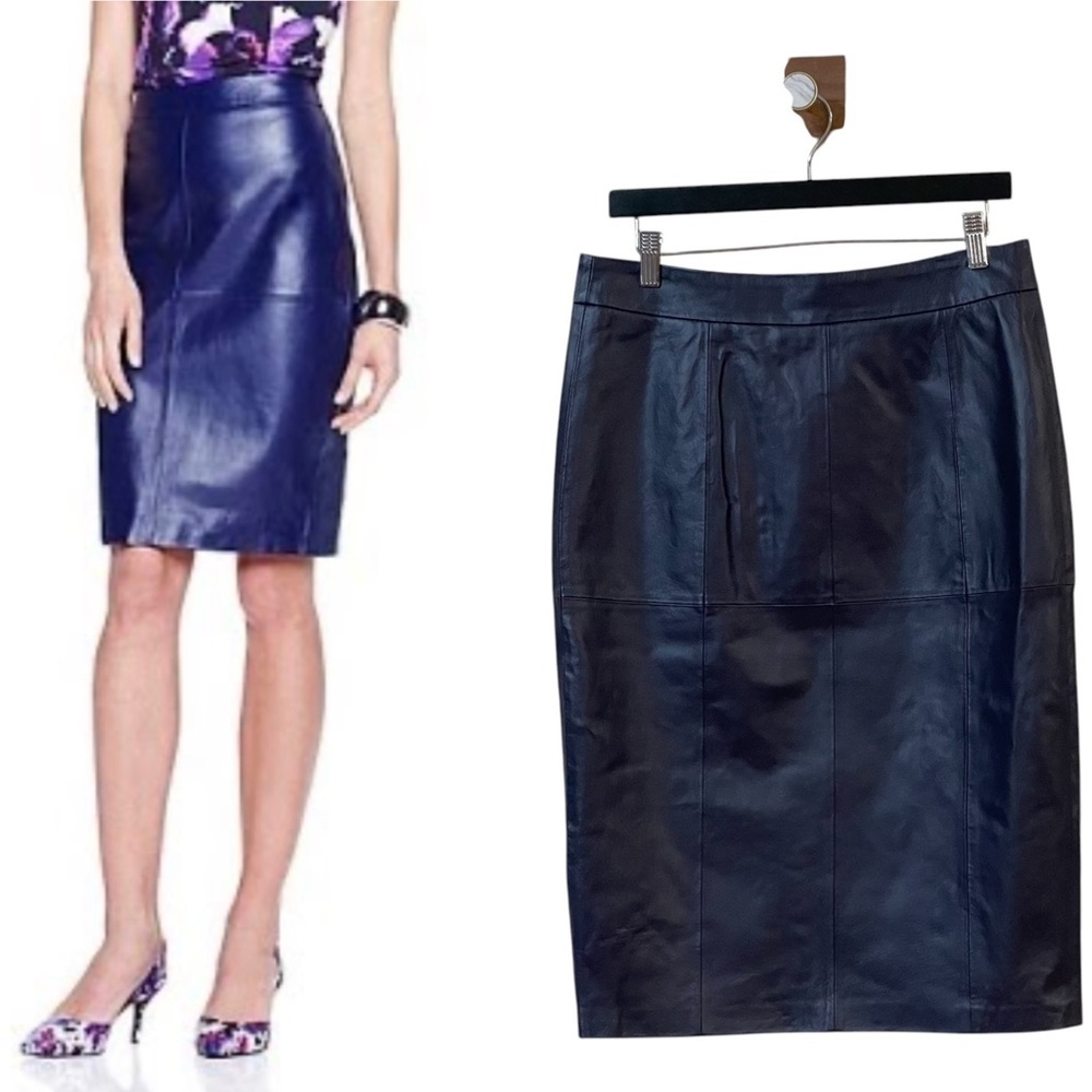 NWT *FLAWED* Hal Rubenstein DONNA 100%‎ Leather Pencil Skirt in New Moon